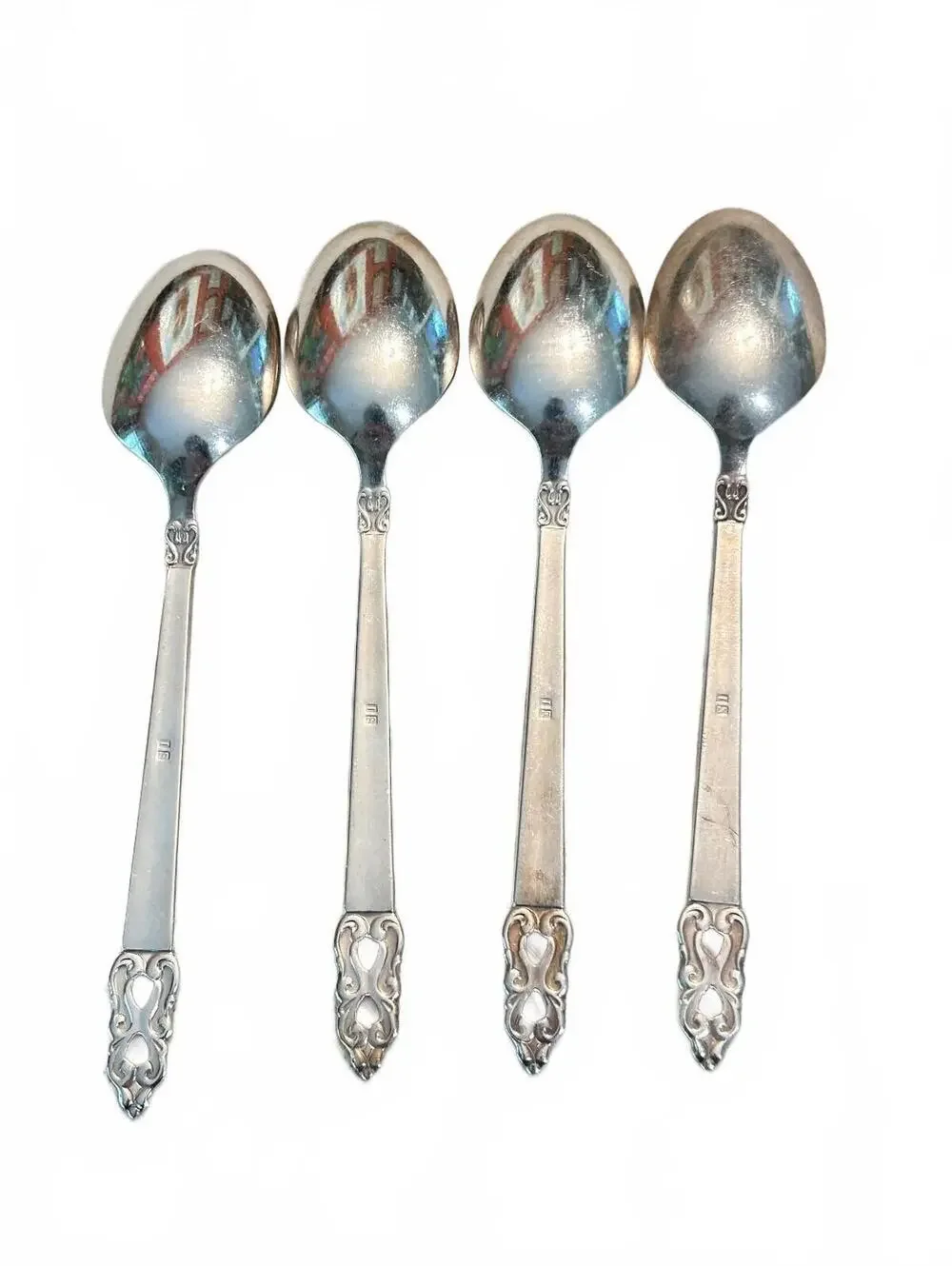 1847 Rogers Bros King Frederik Silverplate Spoons, Set of 4